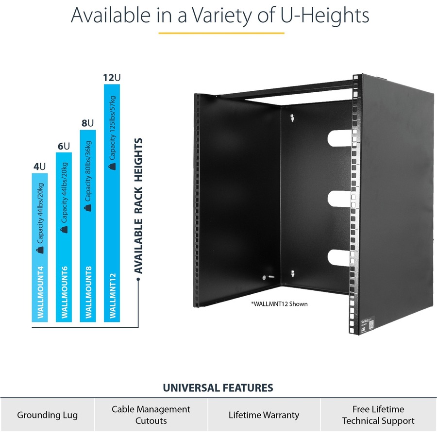 StarTech.com 6U Wall Mount Rack, 14in Deep, 19 inch Wall Mount Network ...