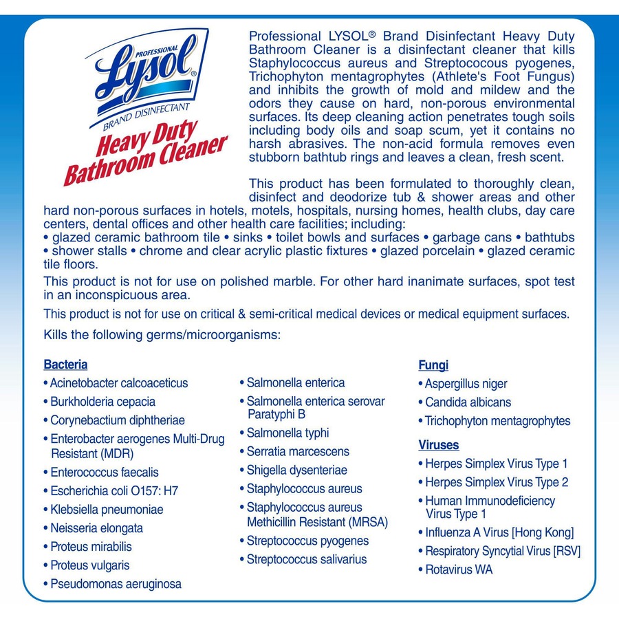Lysol Professional Bathroom Cleaner, Heavy Duty - 128 fl oz