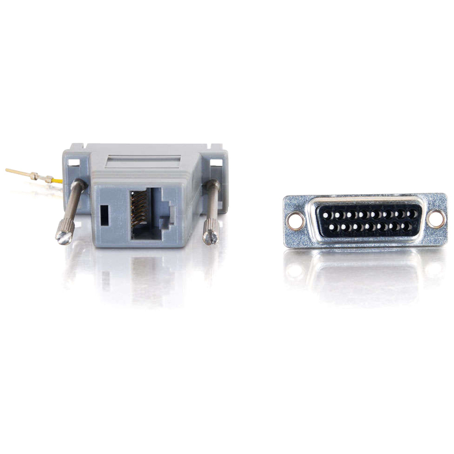 C2G RJ45 to DB15 Male Modular Adapter - 1 x RJ-45 - 1 x 15-pin DB-15 RS-232 Serial Male - Gray