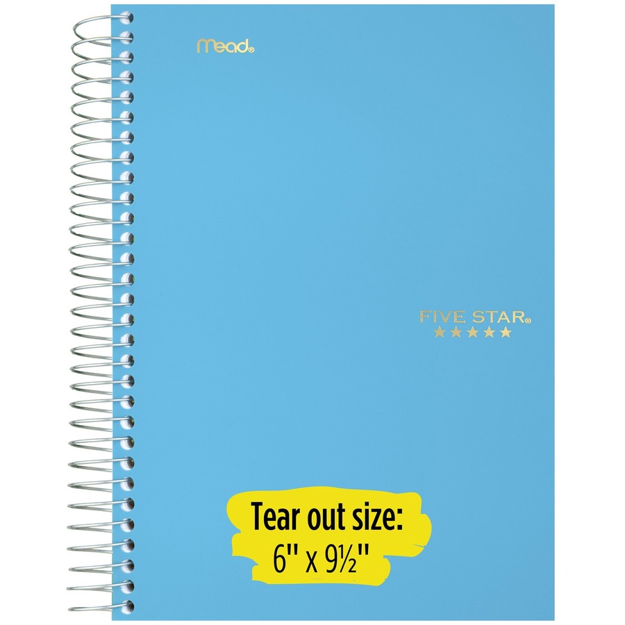 Five Star 5-Subject Notebook - Wire Bound - College Ruled - 6 x 9 1/2 -  White Paper - Plastic Cover - Pocket Divider, Perforated, Subject - 1 Each  - Kopy Kat Office