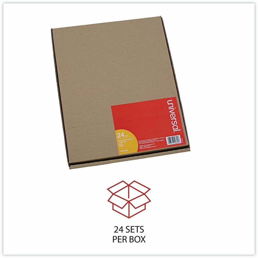 Universal Self-Tab Index Dividers, 8-Tab, 11 x 8.5, White, 24 Sets - 24 x Divider(s) - 8 Blank Side Tab(s) - 8.5" Divider Width x 11" Divider Length - Letter - 3 Hole Punched - White Ledger Stock Divider - White Ledger Stock Tab(s) - 30% Recycled - Custom