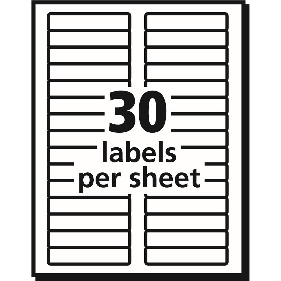 Avery® TrueBlock File Folder Labels, 2/3" x 3-7/16" , 600 Printable Labels, White (5366) - 2/3" Height x 3 7/16" Width - Permanent Adhesive - Rectangle - Laser, Inkjet - White - Paper - 30 / Sheet - 600 Total Label(s) - 600 / Pack = AVE05366