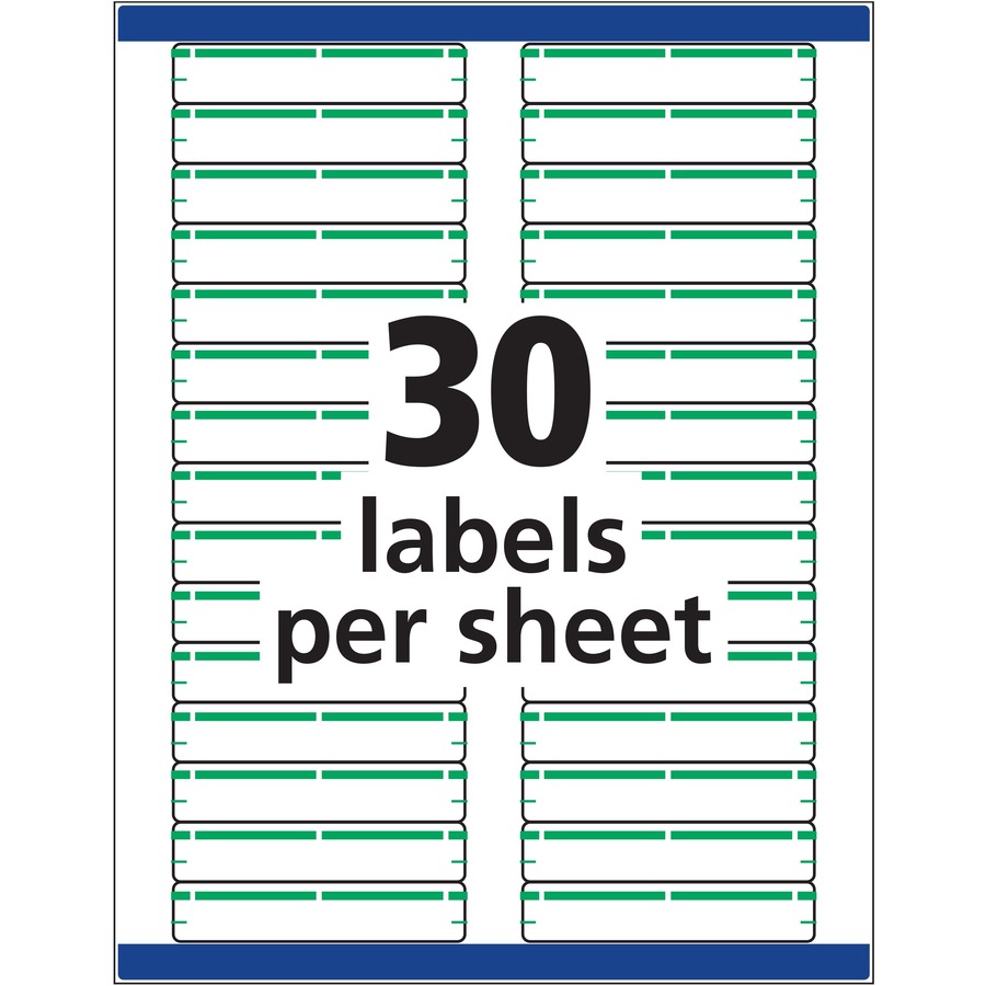 Avery® TrueBlock File Folder Label - 2/3" Height x 3 7/16" Width - Permanent Adhesive - Rectangle - Laser, Inkjet - Green - Paper - 30 / Sheet - 600 Total Label(s) - 600 / Pack = AVE05866