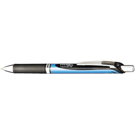Pentel EnerGel RTX Liquid Gel Pen - Fine Pen Point - 0.5 mm Pen Point Size - Needle Pen Point Style - Refillable - Retractable - Black Gel-based Ink - Blue Barrel - Stainless Steel Tip - 1 Each - Gel Ink Pens - PENBLN75A