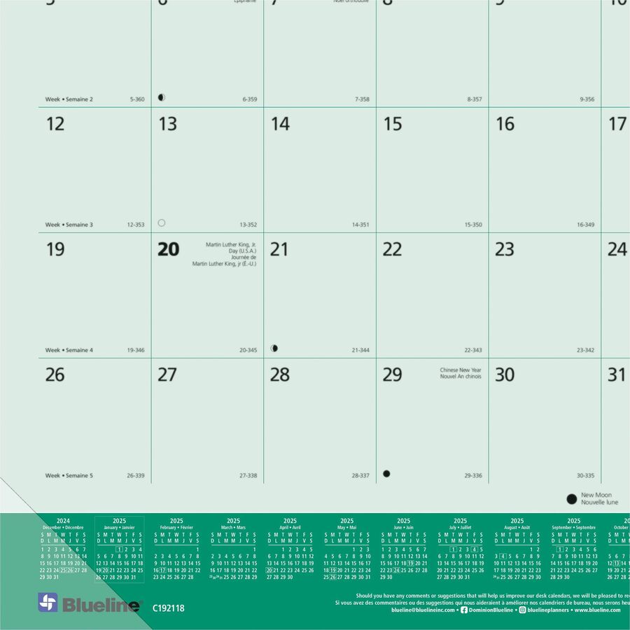 Blueline 2026 Imagine 12-Month Monthly Desk Pad/Calendar - January To December 22 X 17 Canadian Provinces Bilingual Julian Dates Monthly 12 Month January 2026 To December 2026 1 Mont