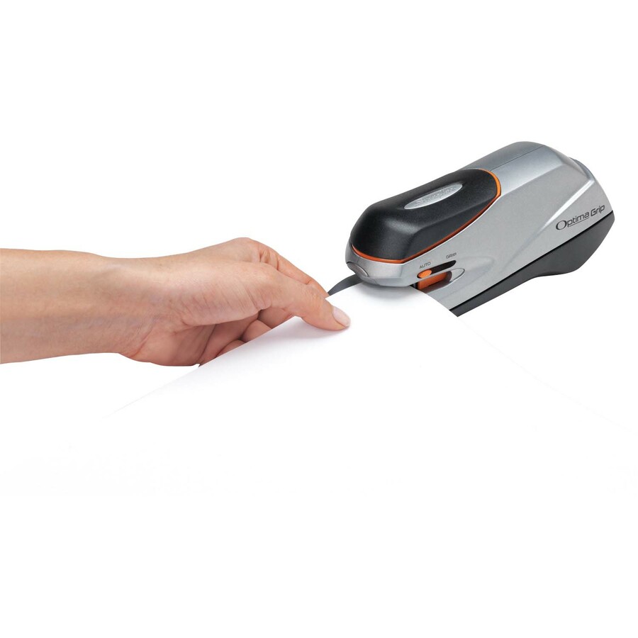 Swingline Optima Grip Electric Stapler - 20 of 20lb Paper Sheets Capacity - 105 Staple Capacity - Half Strip - 1/4" Staple Size - 4 x AA Batteries - Battery Included - 1 Each - Silver, Black