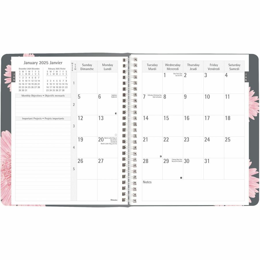 Blueline 13-Month Pink Daisy Weekly Planner - Weekly - 13 Month - December 2023 - December 2025 - Appointment Books & Planners - BLICBBM2PNK