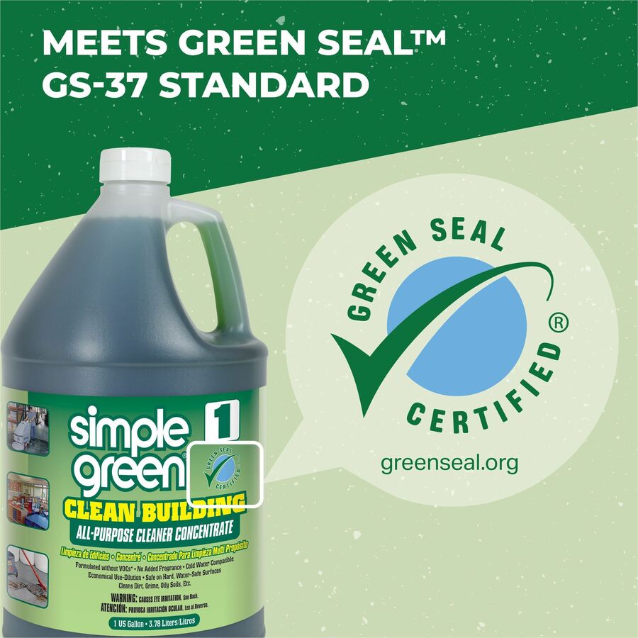Simple Green All-purpose Cleaner Concentrate - For Hard Surface, Nonporous Surface - Concentrate - 128 fl oz (4 quart) - 1 Each - Non-toxic, Non-flammable, Disinfectant, Odorless - Green