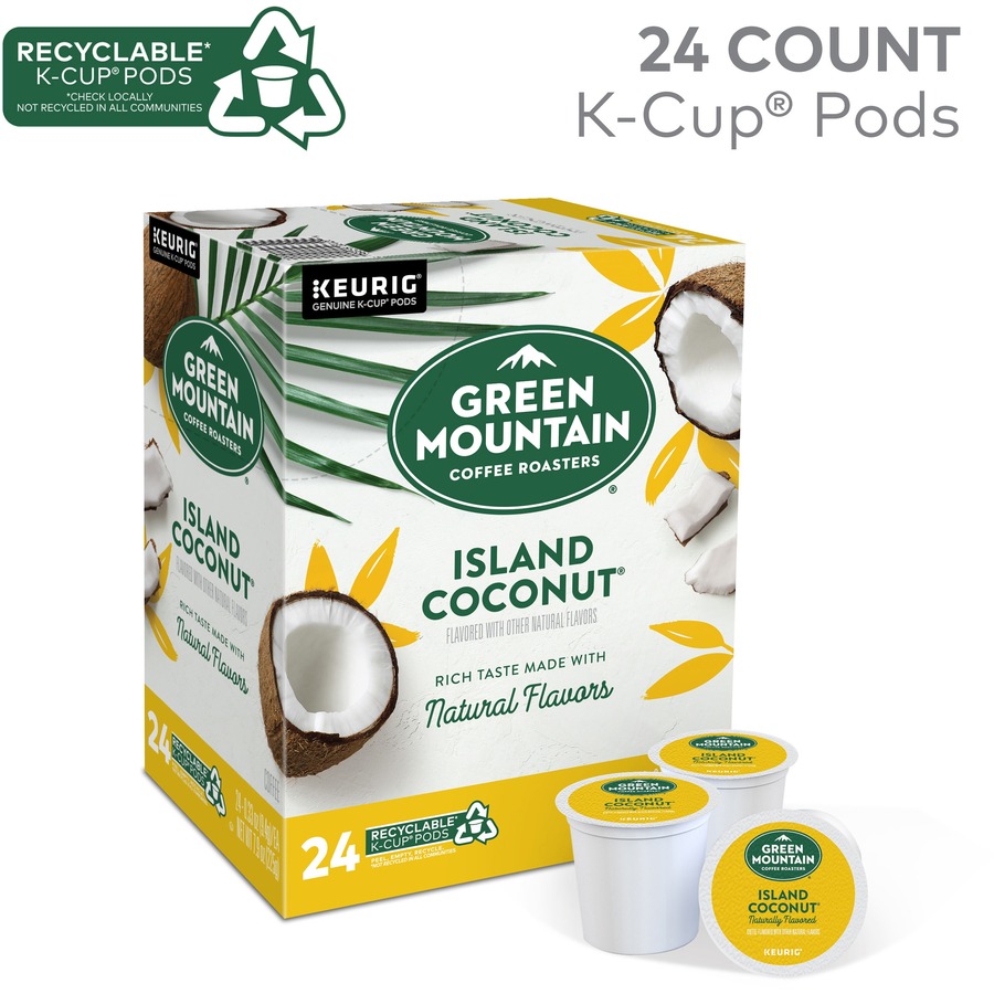 Green Mountain Coffee Roasters® K-Cup Island Coconut Coffee - Compatible with Keurig Brewer - 24 / Box