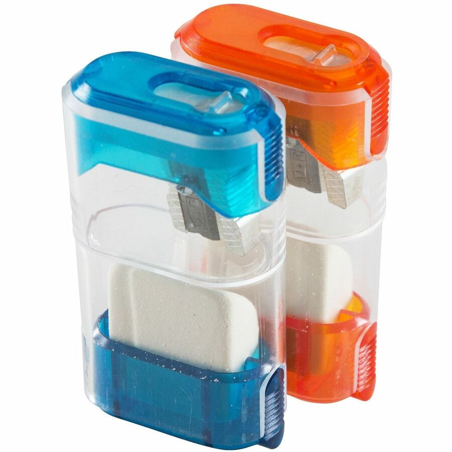 Baumgartens Trap Door with Eraser Pencil Sharpener Single Hole ASSORTED Colors (19550) - Handheld - 1 Hole(s) - 2.6" Height x 1" Width - Plastic - Assorted - 1 Each