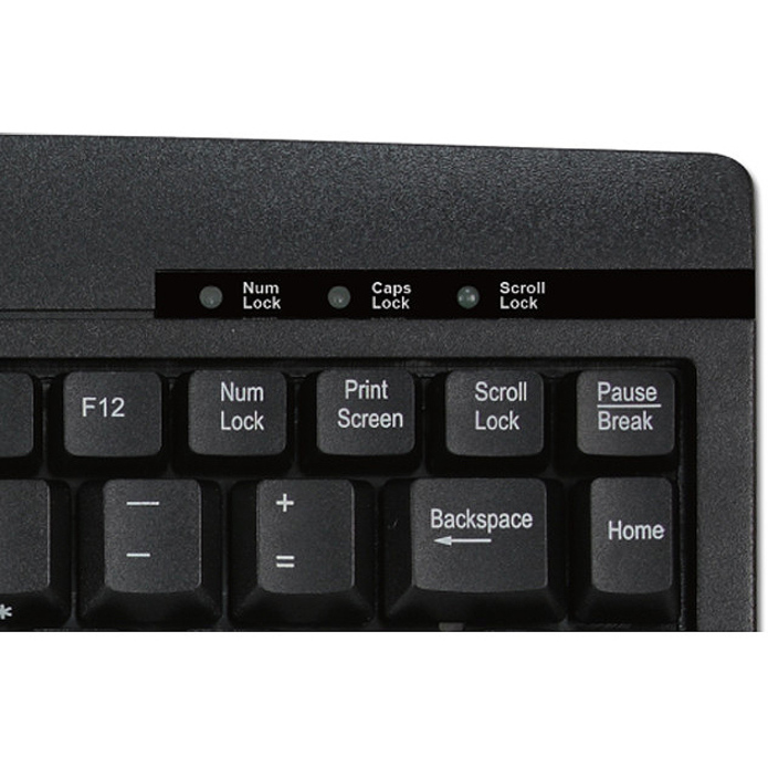 Adesso MiniTouch ACK-540PB Keyboard - PS/2 - QWERTY - 88 Keys - Black