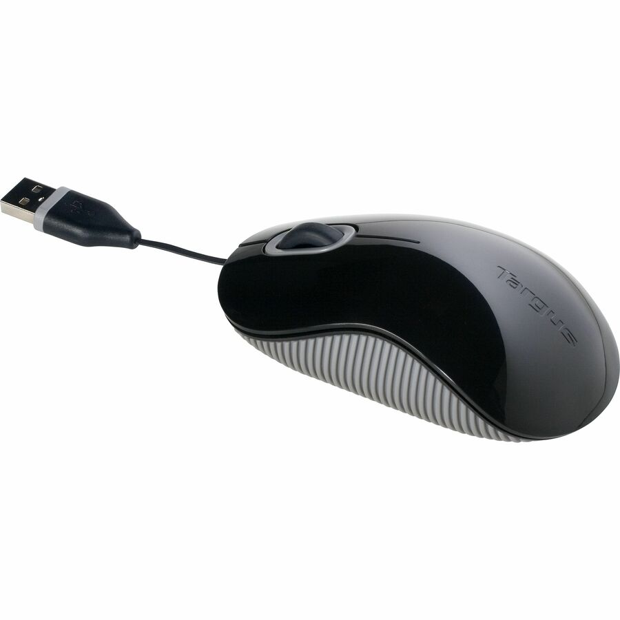 Targus AMU76US Cord-Storing Optical Mouse - Optical - USB - Black, Gray