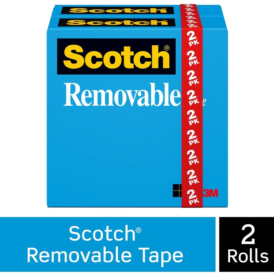 Scotch 3/4"W Removable Tape - 36 yd Length x 0.75" Width - 1" Core - For Holding, Document - 2 / Pack