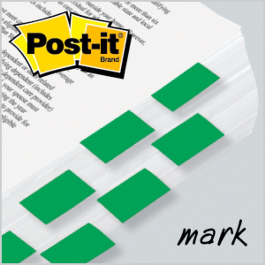 Post-it® Green Flag Value Pack - 600 x Green - 1" x 1 3/4" - Rectangle - Unruled - Green - Removable, Writable - 12 / Box
