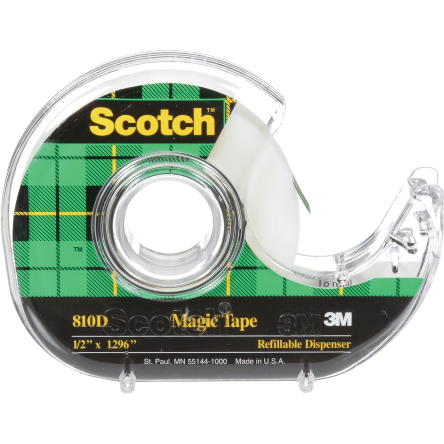 3M Scotch Magic Transparent Tape - 36 yd (32.9 m) Length x 0.50" (12.7 mm) Width - 1" Core - 1 Each - Transparent & Invisible Tapes - MMM81012PP