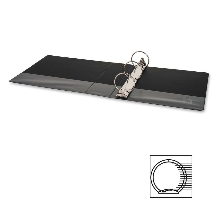 Business Source Basic Round-ring Binder - 3" Binder Capacity - Letter - 8 1/2" x 11" Sheet Size - 3 x Round Ring Fastener(s) - Inside Front & Back Pocket(s) - Vinyl - Black - 544.3 g - Exposed Rivet, Non Locking Mechanism, Sheet Lifter, Open and Closed Tr - Standard Ring Binders - BSN09978
