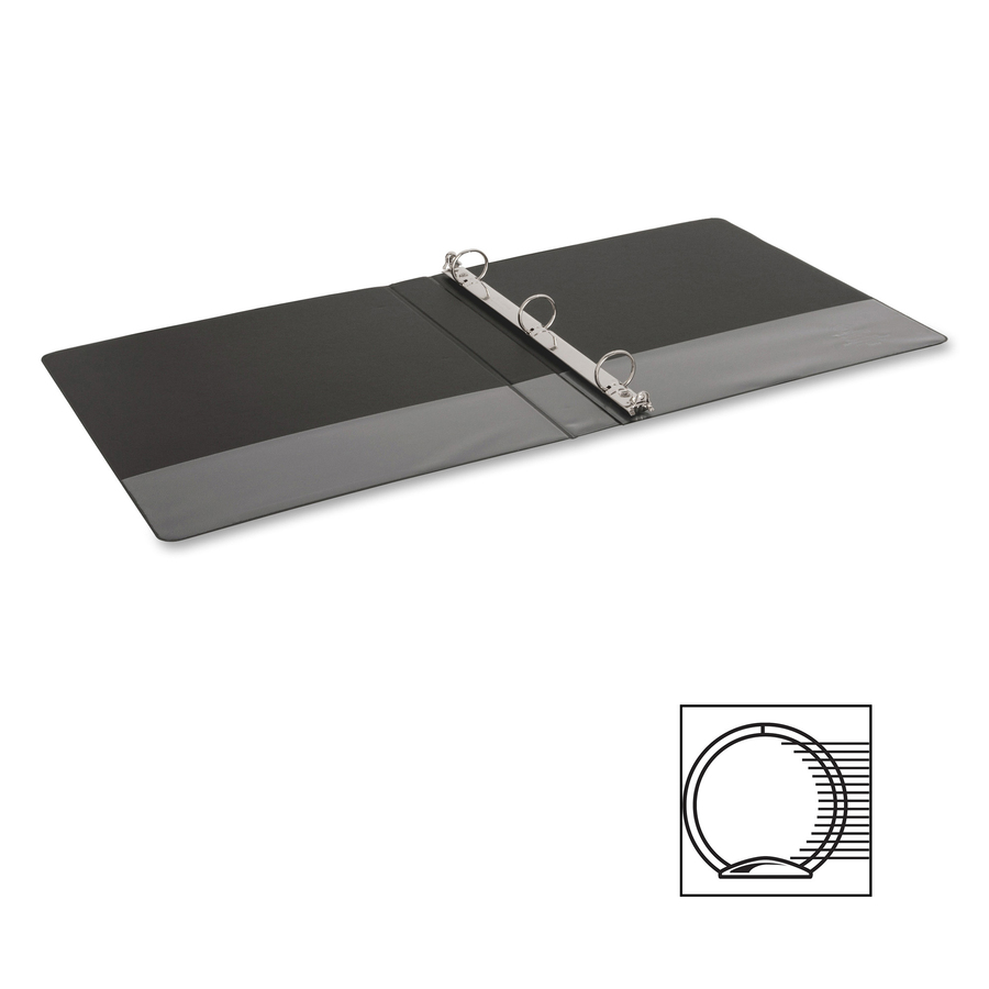 Business Source Basic Round-ring Binder - 1" Binder Capacity - Letter - 8 1/2" x 11" Sheet Size - 3 x Round Ring Fastener(s) - Inside Front & Back Pocket(s) - Vinyl - Black - 272.2 g - Exposed Rivet, Non Locking Mechanism, Open and Closed Triggers - 1 Eac - Standard Ring Binders - BSN09976