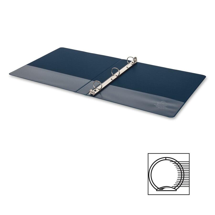 Business Source Basic Round-ring Binder - 1" Binder Capacity - Letter - 8 1/2" x 11" Sheet Size - 3 x Round Ring Fastener(s) - Inside Front & Back Pocket(s) - Vinyl - Dark Blue - 362.9 g - Exposed Rivet, Non Locking Mechanism, Open and Closed Triggers - 1 - Standard Ring Binders - BSN09975