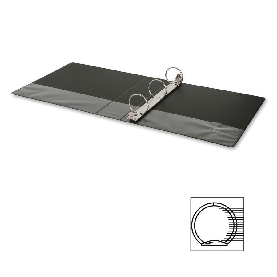 Business Source Basic Round-ring Binder - 2" Binder Capacity - Letter - 8 1/2" x 11" Sheet Size - 3 x Round Ring Fastener(s) - Inside Front & Back Pocket(s) - Vinyl - Black - 453.6 g - Recycled - Exposed Rivet, Non Locking Mechanism, Open and Closed Trigg - Standard Ring Binders - BSN09977