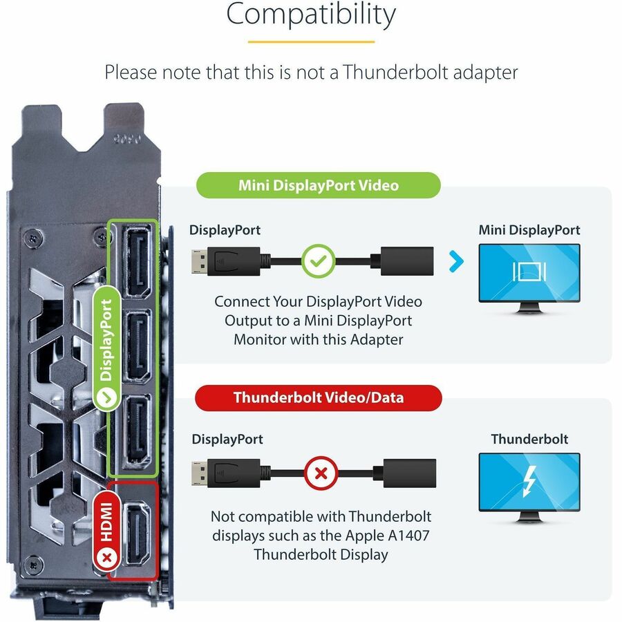 StarTech 6in (15cm) DisplayPort to Mini DisplayPort Cable, 4K x 2K Video, DP Male to Mini DP Female Adapter Cable, DP to mDP 1.2