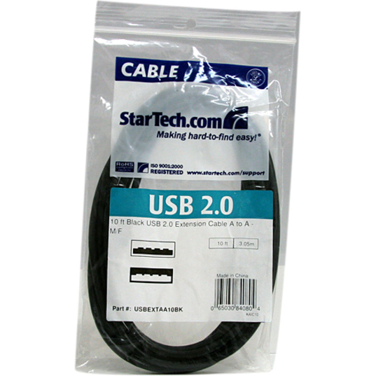 StarTech 10 ft Black USB 2.0 Extension Cable A to A - M/F