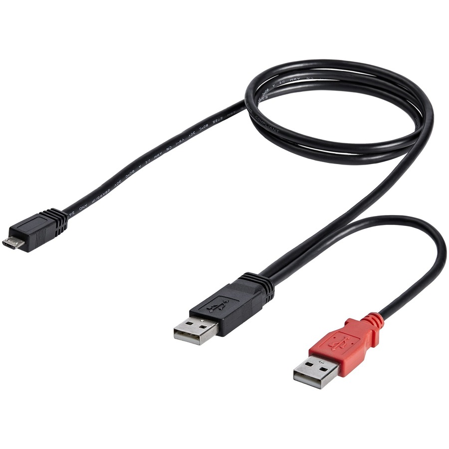 Vejrudsigt sweater svindler StarTech.com 3 ft USB Y Cable for External Hard Drive - Dual USB A to Micro  B - Type A Male USB - Micro Type B Male USB - 3ft - Black - Filo CleanTech