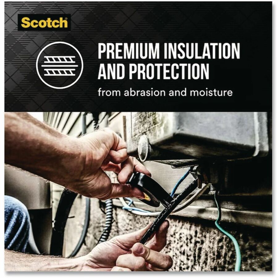 Scotch Super 88 Insulating Tape - 22 yd Length x 0.75" Width - Black - Vinyl - Polyvinyl Chloride (PVC) Backing - Rubber Adhesive - For Insulating Wire, Rubber, Synthetic Material - 1 Roll