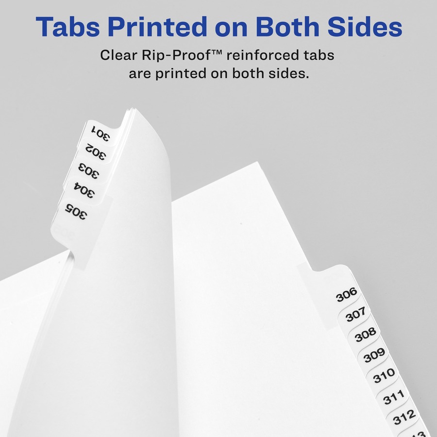 Avery® Standard Collated Legal Dividers - 1 x Divider(s) - Side Tab(s) - 326-350 - 25 Tab(s)/Set - 8.5" Divider Width x 11" Divider Length - Letter - 8.50" Width x 11" Length - White Paper Divider - White Tab(s) - Recycled - 1