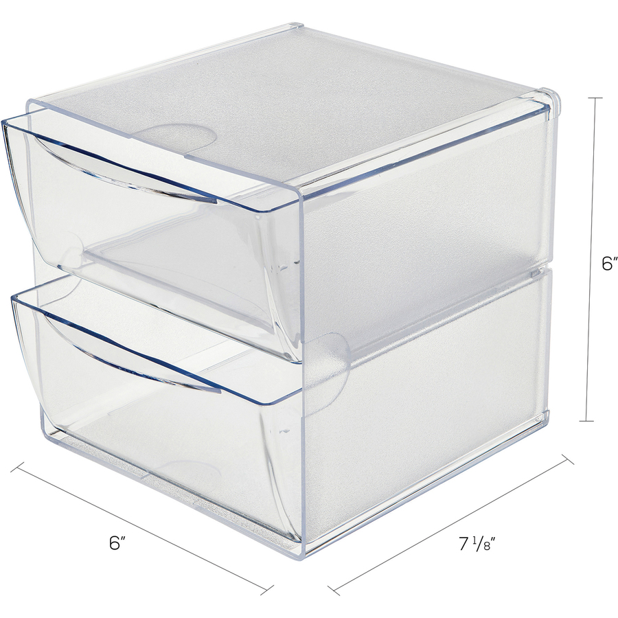 Deflecto Stackable Cube Organizer - 2 Drawer(s) - 6" Height x 6" Width x 7.5" Depth - Desktop - Stackable - Clear - Plastic - 1 Each - Desktop Organizers - DEF350101