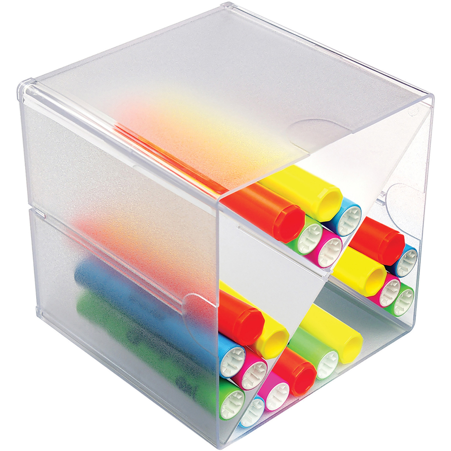 Deflecto Stackable Cube Organizer - 6" Height x 6" Width x 6" Depth - Desktop - Stackable - Clear - Plastic - 1 Each - Desktop Organizers - DEF350201