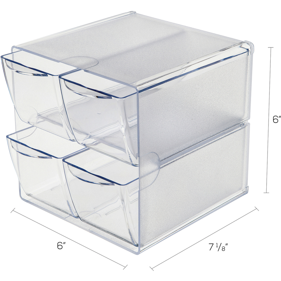 Deflecto Stackable Cube Organizer - 4 Drawer(s) - 6" Height x 6" Width x 7.3" DepthDesktop - Stackable - Clear - Plastic - 1 Each