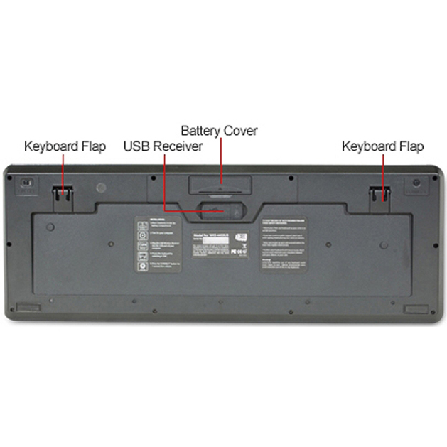 Adesso Wireless Desktop Touchpad Keyboard - Wireless Connectivity - RF - 30 ft - 2.40 GHz - USB Interface - 104 Key On/Off Switch Hot Key(s) - English (US) - QWERTY Layout - TouchPad - Membrane Keyswitch - AAA Battery Size Supported - Black