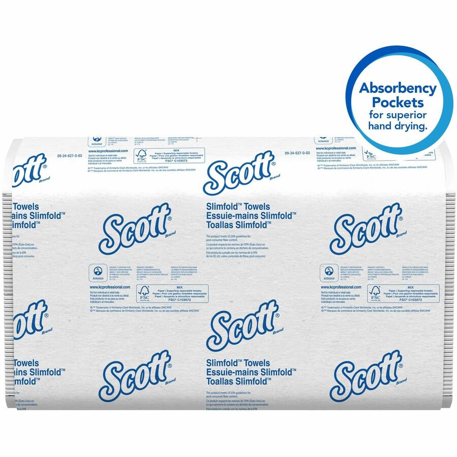 Scott Pro Slimfold Paper Towels - 7.50" x 11.60" - White - 90 Per Pack - 2160 / Carton