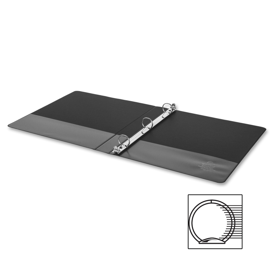 Business Source Basic Round Ring Binder - 1" Binder Capacity - 8 1/2" x 5 1/2" Sheet Size - 240 Sheet Capacity - 3 x Round Ring Fastener(s) - Chipboard, Polypropylene - Black - Open and Closed Triggers, Exposed Rivet, Sturdy - 1 Each = BSN28523