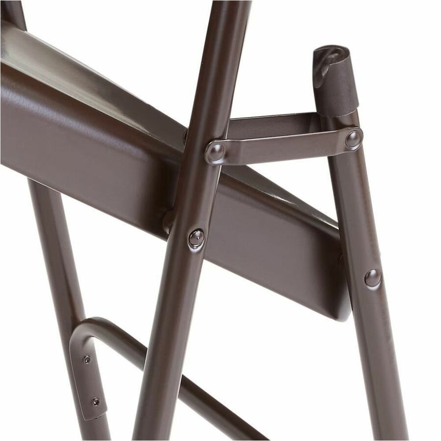 National Public Seating 300 Series All-Steel Folding Chair - Powder Coated Frame Color - Tubular Steel Frame Material - Four-legged Base - Brown - Steel, Polypropylene - 4 / Carton