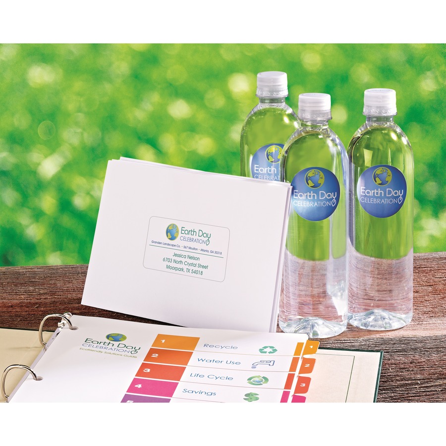 Avery® EcoFriendly Address Labels - Water Based Adhesive - Rectangle - Laser, Inkjet - White - Paper - 10 / Sheet - 10 Total Sheets - 100 Total Label(s) - Mailing & Address Labels - AVE48863