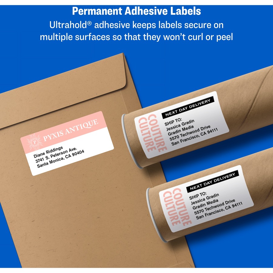 Avery® TrueBlock(R) Shipping Labels, Sure Feed(TM) Technology, Permanent Adhesive, 3-1/2" x 5" , 100 Labels (8168) - 3 1/2" Height x 5" Width - Permanent Adhesive - Rectangle - Inkjet - White - Paper - 4 / Sheet - 25 Total Sheets - 100 Total Label(s)  - Mailing & Address Labels - AVE08168