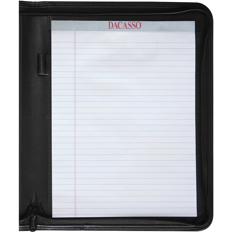 Dacasso Deluxe Letter Portfolio 1/2" x 11" Leather, Top Grain Leather  Black Each Supply Nut, Inc.