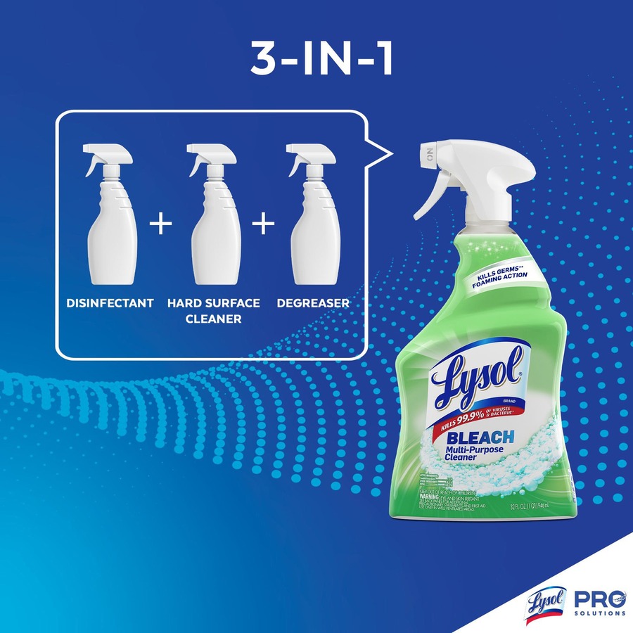 Lysol Multi-Purpose Cleaner with Bleach - For Multipurpose - 32 fl oz (1 quart) - 1 Each - Kill Germs, Disinfectant, Anti-bacterial - White