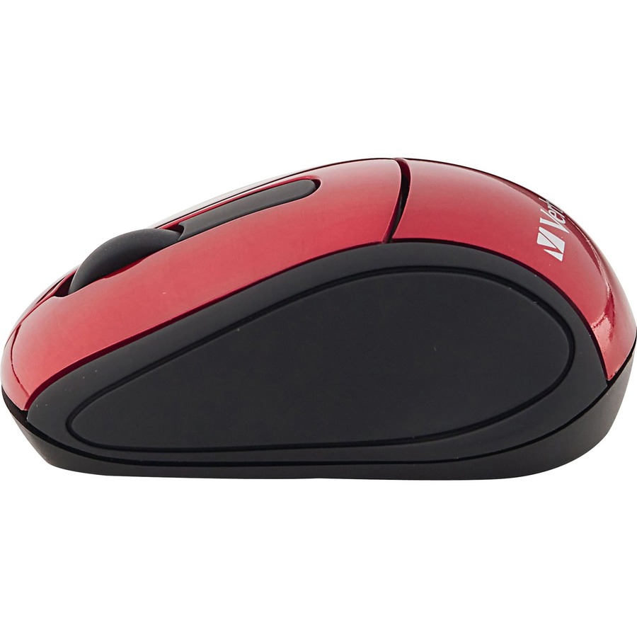 Verbatim Wireless Mini Travel Optical Mouse - Red - Optical - Wireless - Radio Frequency - Red - 1 Pack - USB - 1600 dpi - Scroll Wheel - 3 Button(s) = VER97540