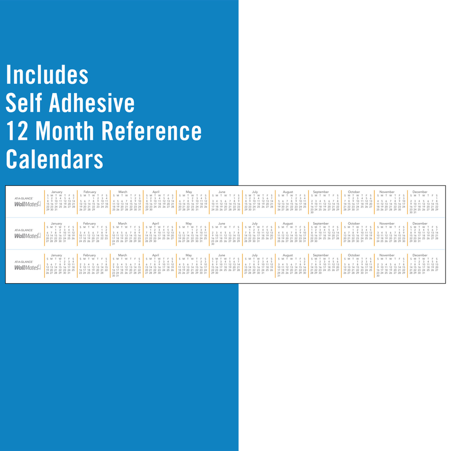 At-A-Glance WallMates Monthly Planning Surface - Monthly - 24" x 36" Sheet Size - White - Erasable, Self-adhesive, Adhesive Backing, Reference Calendar, Dry Erase Surface, Residue-free - 1 Each