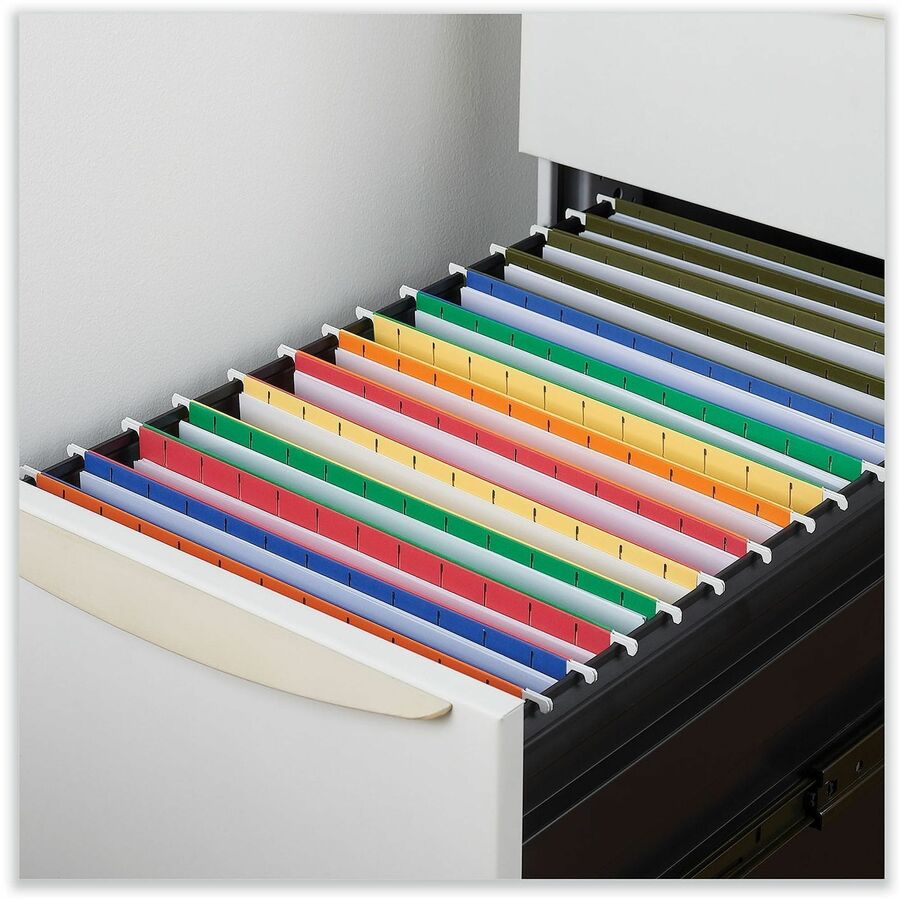 Universal 1/3 Tab Cut Letter Hanging Folder - 8 1/2" x 11" - Assorted Tab Position - 11 pt. - Stock - Standard Green - 25 Box