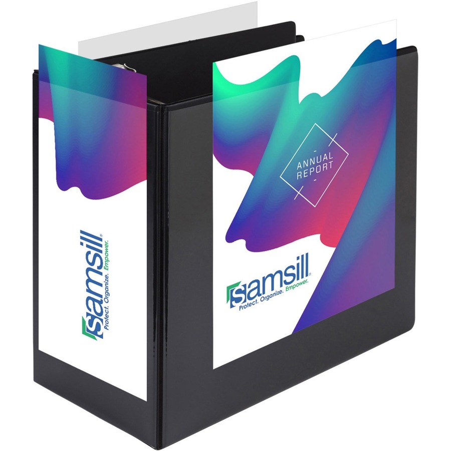 Samsill Durable View Binder - 6" Binder Capacity - Letter - 8 1/2" x 11" Sheet Size - 1225 Sheet Capacity - D-Ring Fastener(s) - 2 Internal Pocket(s) - Polypropylene, Chipboard - Black - 2.73 lb - Recycled - Clear Overlay, Locking Ring, Acid-free, Archiva