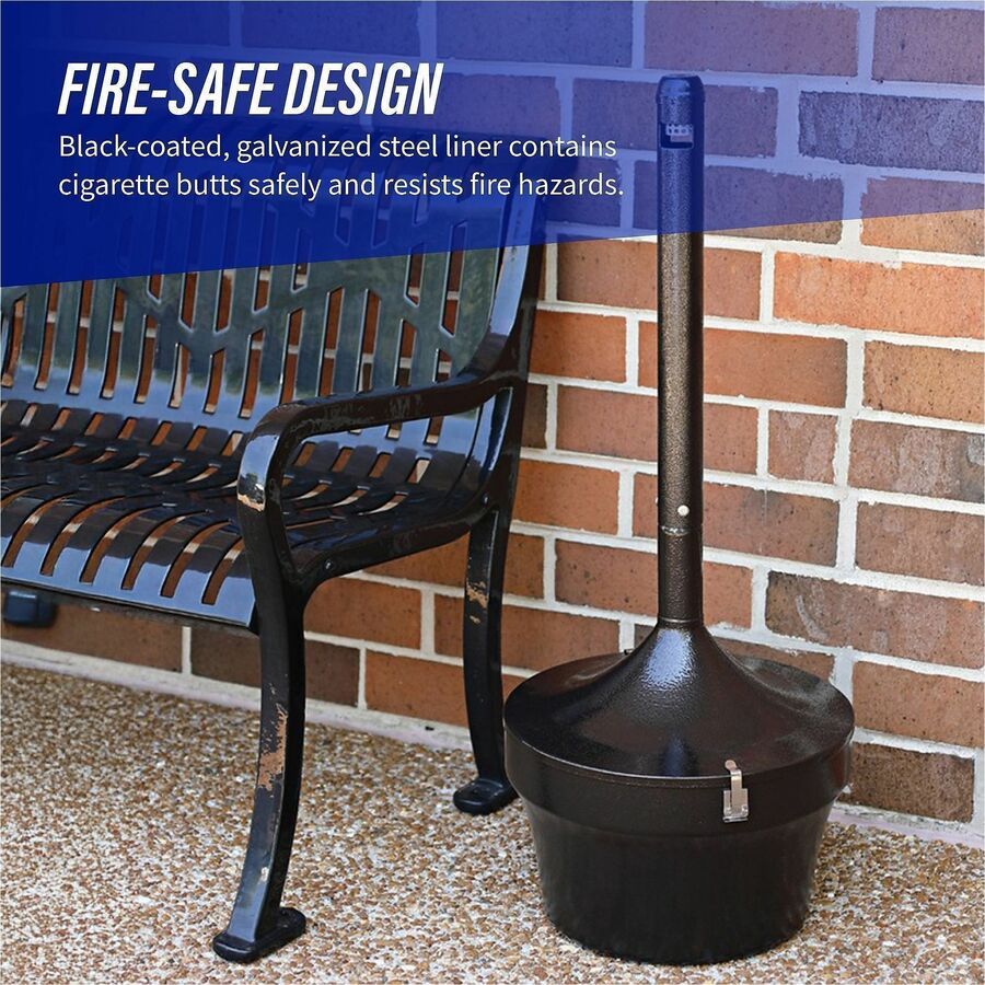 Genuine Joe 4.25 Gal Fire-safe Smoking Receptacle - 4.25 gal Capacity - Fire-Safe, Powder Coated, Weather Resistant, Handle, Sturdy, Durable, Long Lasting - 37" Height x 16" Width - Galvanized Steel - Bronze - 1 Each