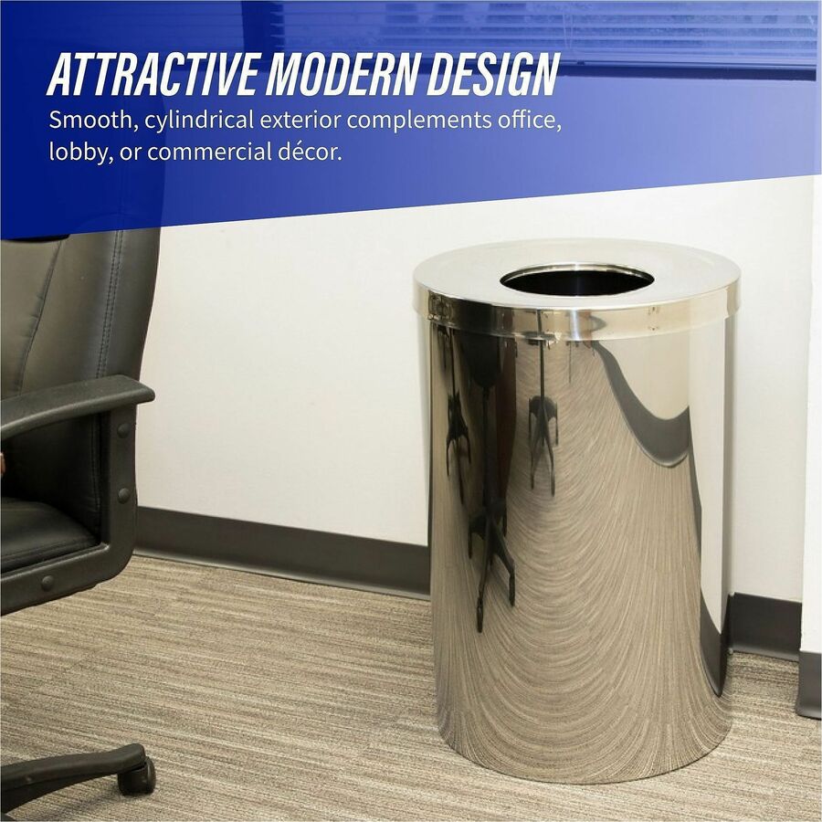 Genuine Joe - Poubelle en acier inoxydable de 30 gallons