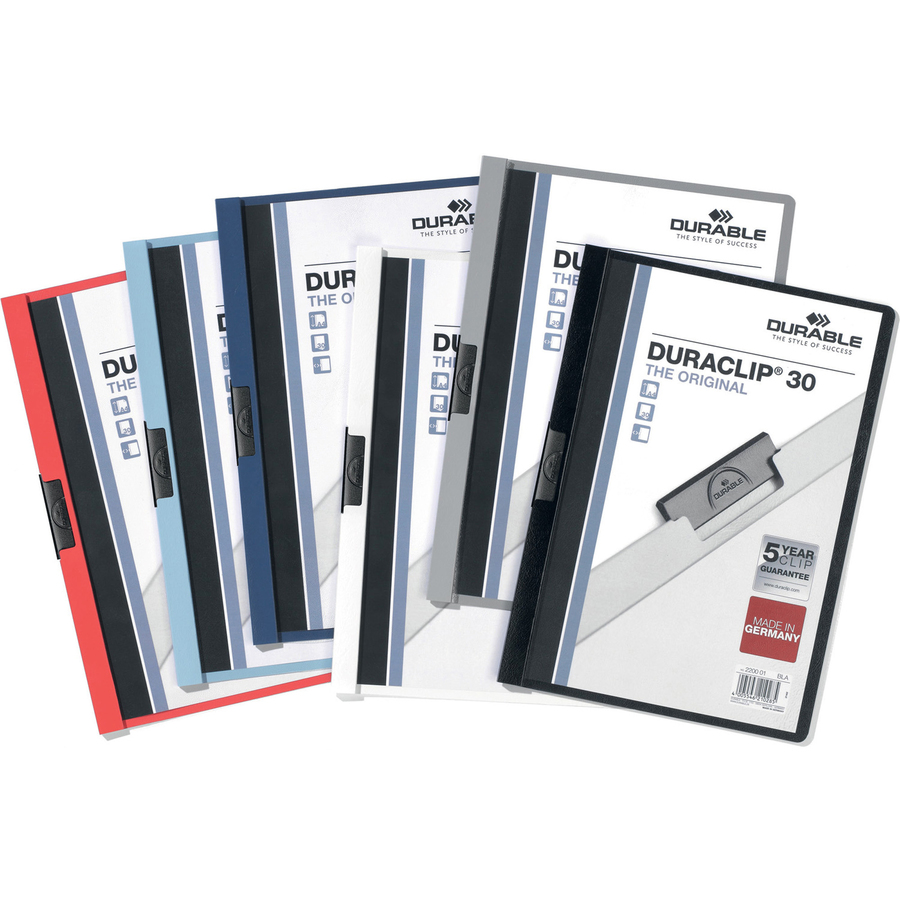 DURABLE DURACLIP Letter Report Cover - 8 1/2" x 11" - 30 Sheet Capacity - Vinyl, Steel - 1 Each = DBL220307