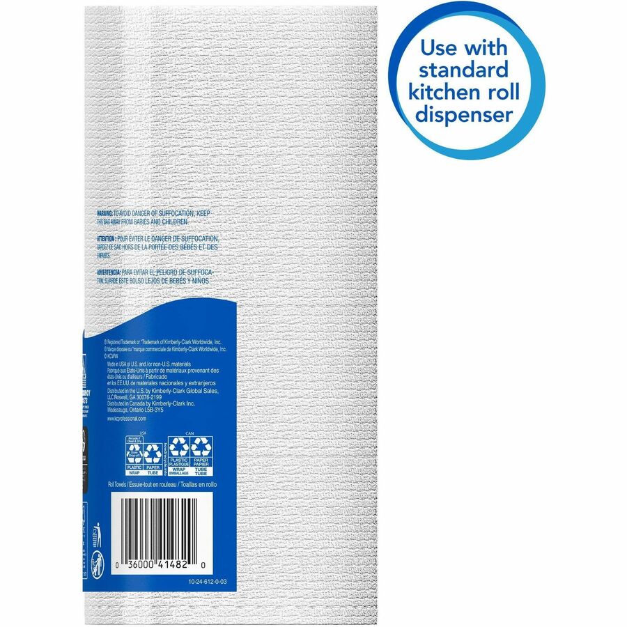 Scott Kitchen Paper Towels with Fast-Drying Absorbency Pockets - 1 Ply - 11" x 8.78" - 128 Sheets/Roll - 4.90" Roll Diameter - White - 1 / Roll