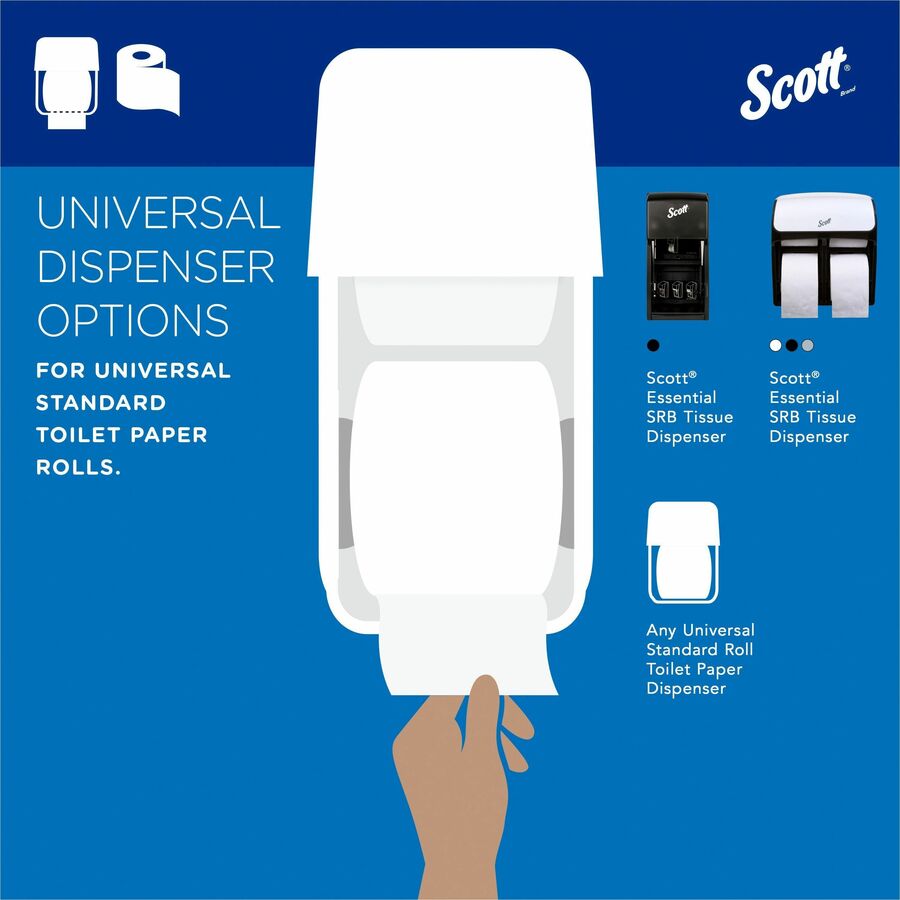 Scott Professional 100% Recycled Fiber Standard Roll Toilet Paper with Elevated Design - 2 Ply - 473 Sheets/Roll - White - Fiber - 80 / Carton