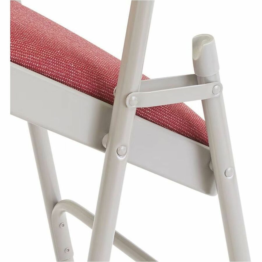 National Public Seating 2200 Series Folding Chair - Majestic Cabernet Seat Color - Foam, Fabric Seat Material - Majestic Cabernet Back Color - Fabric Back Material - Gray Frame Color - Metal, Powder Coated Steel Frame Material - Majestic Cabernet - Fabric