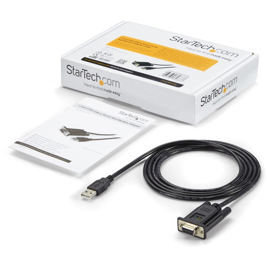 StarTech.com USB to Serial Adapter - Null Modem - FTDI USB UART Chip - DB9 (9-pin) - USB to RS232 Adapter